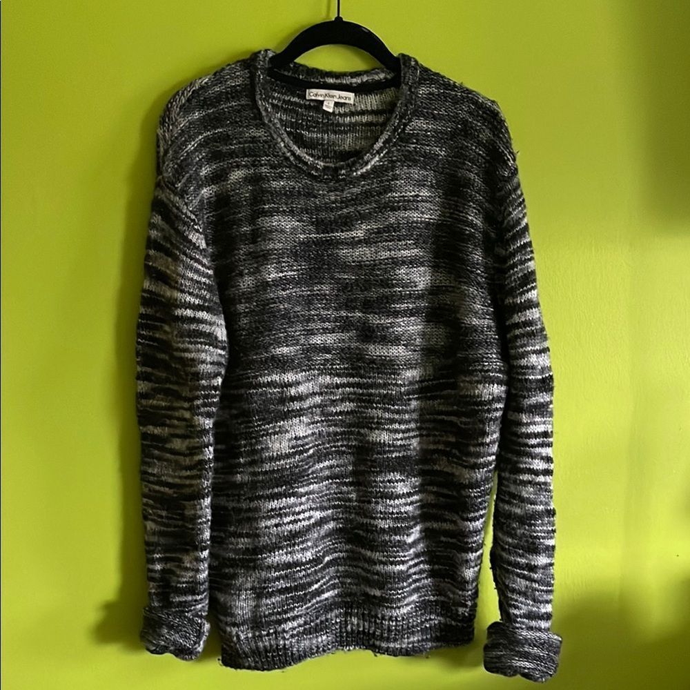 Calvin Klein Black & White Marled Sweater Size L
